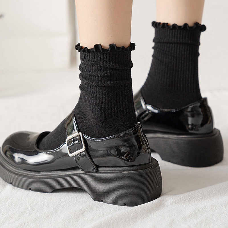 Tất vớ trắng nữ cổ cao bèo nhún phong cách Hàn Quốc cá tính thời trang lolita xinh xắn dễ thương đẹp giá rẻ ABICA TD060
