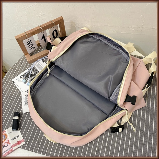 Ba Lô Đi Học / Du Lịch Vải Canvas Siêu Nhẹ Kích Cỡ Lớn Đơn Giản Xinh Xắn