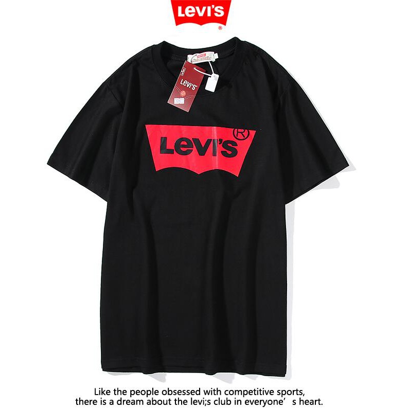 Áo thun cotton ngắn tay in chữ Levi 'S thời trang cho nam và nữ