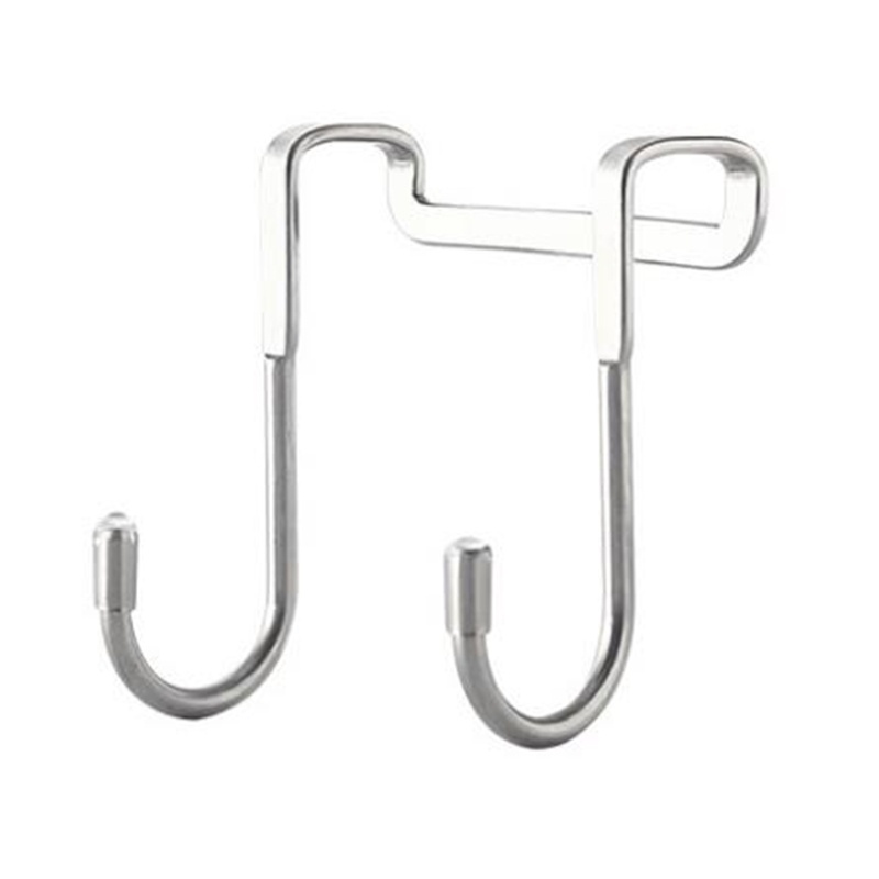 Set 2 móc treo đồ gắn trên cửa tủ ngăn kéo hẹp kép hình chữ S bằng thép không gỉ đa năng