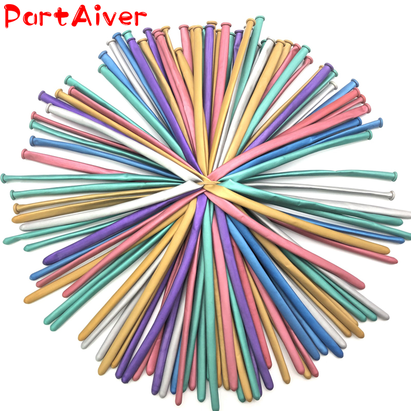 1pcs Bong bóng bay dáng dài màu kim loại có thể xoắn loại tạo kiểu
