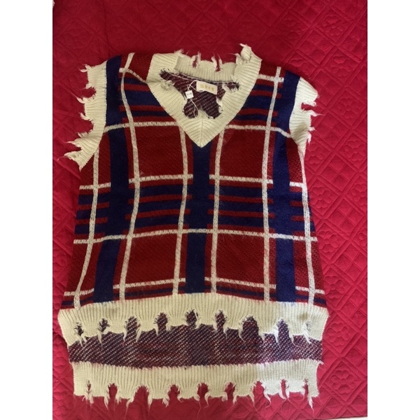 Áo gile len lông thỏ