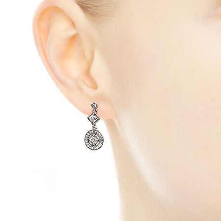 Bông Tai Mạ Bạc 925 Hình Tròn Phong Cách Vintage Độc Đáo