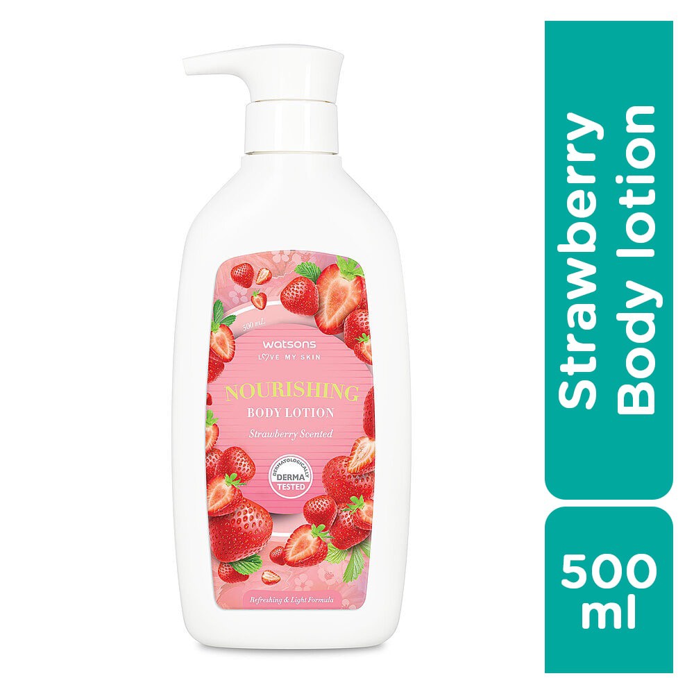 Sữa Dưỡng Thể Watsons Nourishing Strawberry Chiết Xuất Từ Dâu Giúp Dưỡng Ẩm Làn Da 500ml