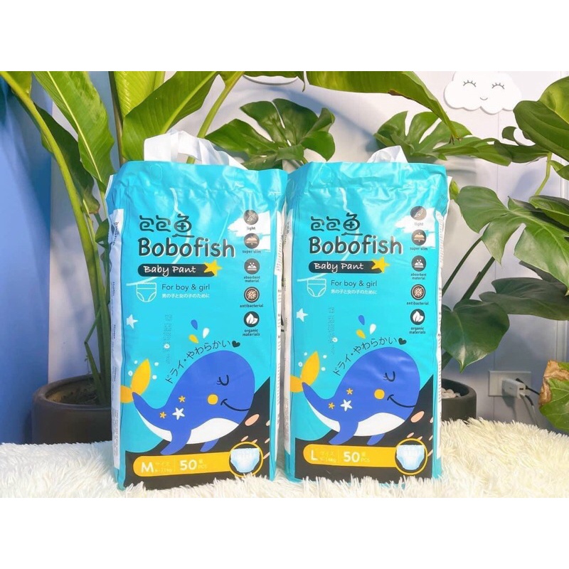 Tã Bỉm Bobofish Cá Heo Bo Mông Cao Cấp M100/L100/Xl100/XXL100