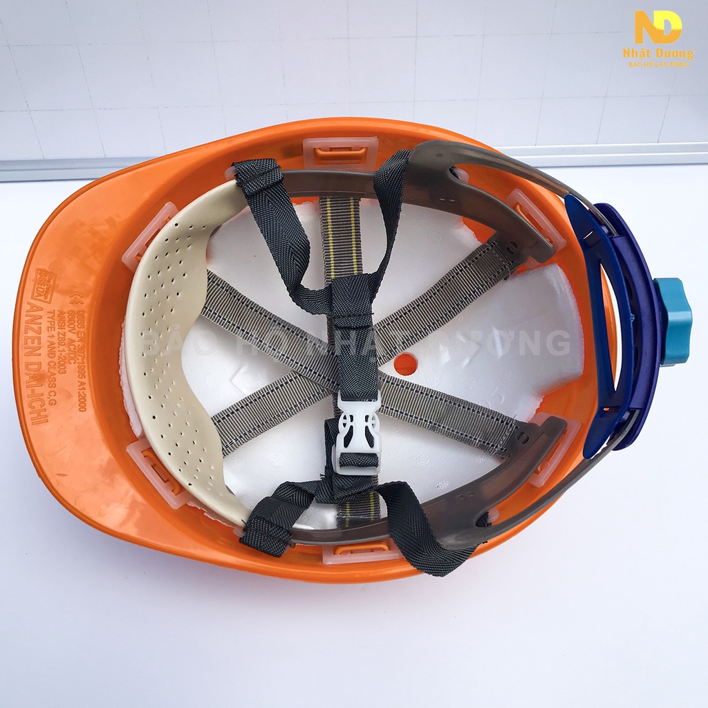 Mũ bảo hộ lao động khóa vặn màu cam HPS1, Nón bảo hộ lao động lót xốp Nhật Dương