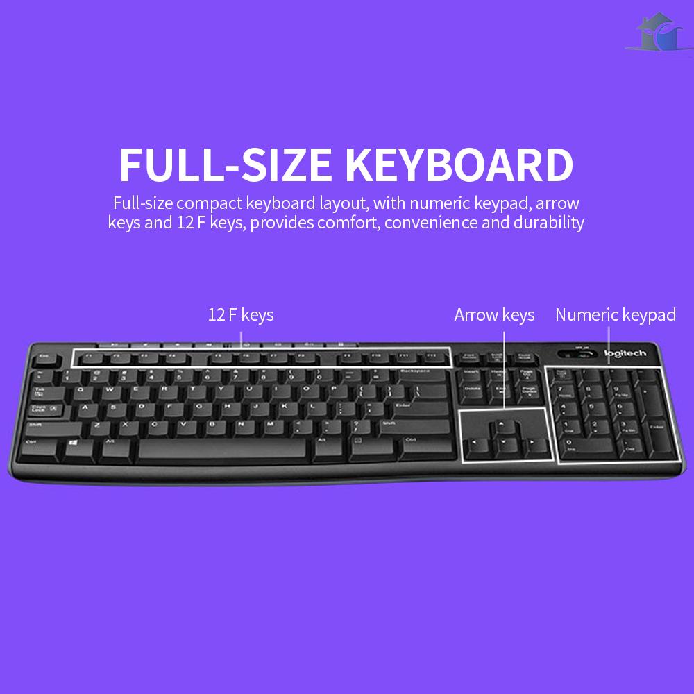 LOGITECH Combo bàn phím và chuột không dây Ligitech MK270 2.4GHz kèm 8 phím đa phương tiện cho PC Laptop