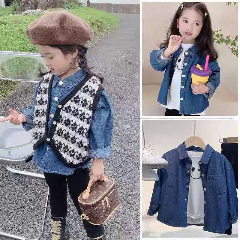 Áo Sơ Mi Denim Mỏng Phong Cách Mới 2022 Cho Bé Gái