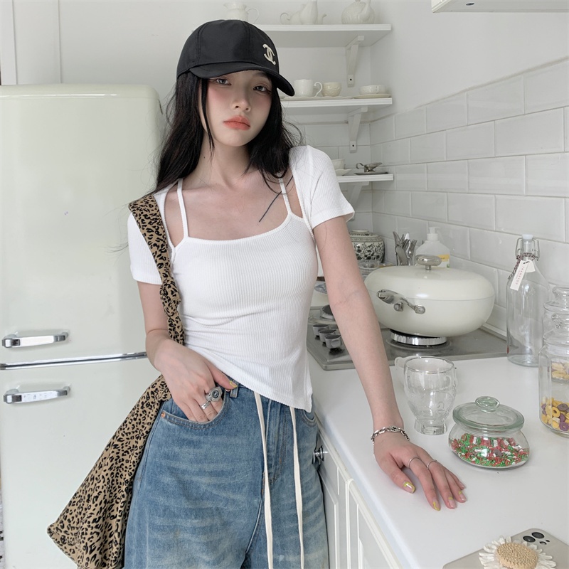 Áo Thun Tay Ngắn Màu Đen Thời Trang Mùa Hè Dành Cho Nữ
