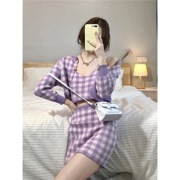 Set len ôm body caro 3 món 🌿