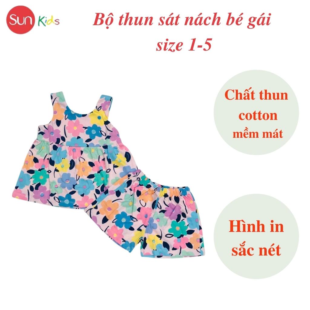 Đồ bộ thun bé gái, đồ bộ trẻ em chất cotton, có nhiều màu, size 1-5 tuổi - SUNKIDS