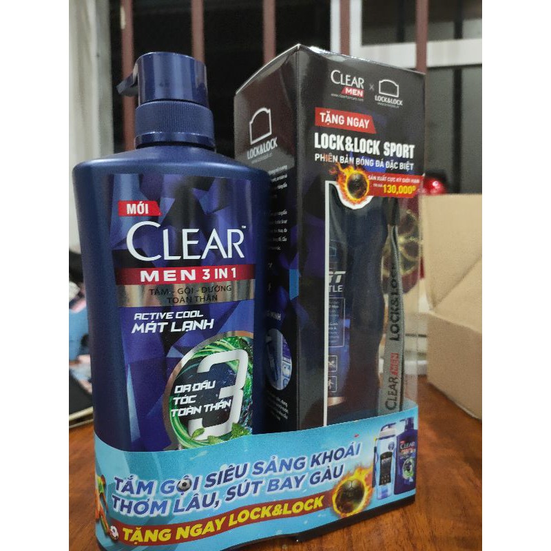 DẦU GỘI ĐẦU CLEAR MEN 3 IN 1 650ml TẶNG NGAY BÌNH LOCK AND LOCK