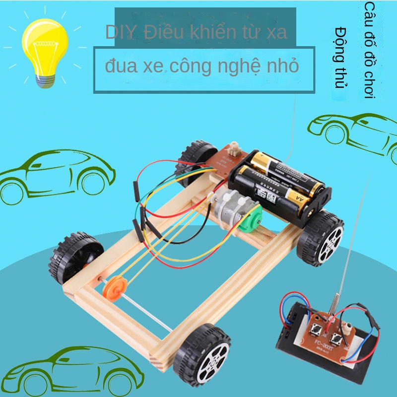 HTự làm công nghệ sản xuất nhỏ điều khiển từ xa xe ô tô truyền đai đua điện ròng rọc dẫn động bốn bánh mô hình lắp ráp