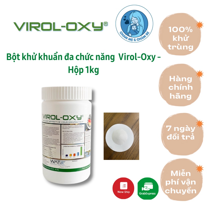 Bột khử khuẩn, sát khuẩn Virol-Oxy - Đức - Hộp 1kg - Không mùi, an toàn