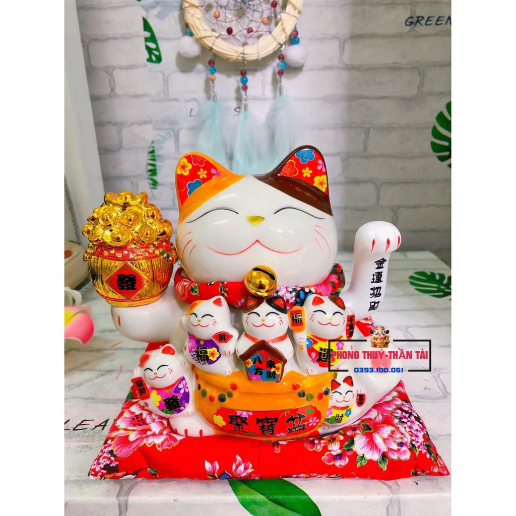 Mèo Thần Tài - Size 6in - Có ảnh thật shop tự quay- Tặng kèm dây sạc và nệm lót đỏ và hộp quà đựng cao cấp