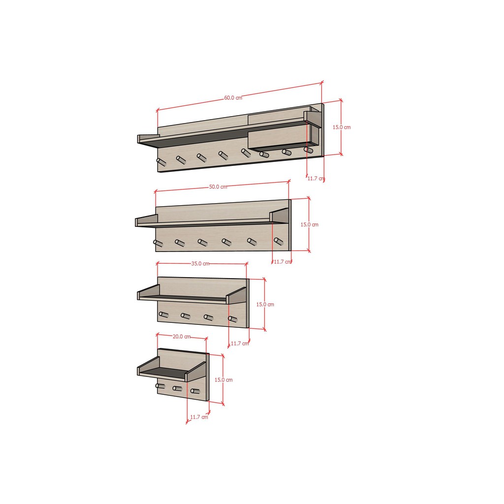 Kệ móc trang trí treo quần áo, phụ kiện bằng gỗ cao cấp - BENRI SHOP