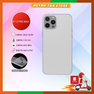 Miếng dán decal carbon mặt sau Iphone 12 Pro Max chống trầy mặt lưng, chống bám vân tay (Tặng dán Camera Carbon)
