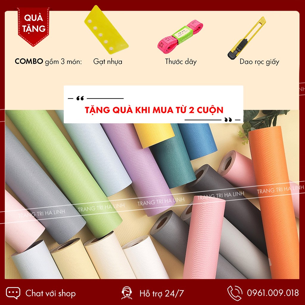 10m dài giấy dán tường trơn một màu pastel hiện đại đơn giản cho phòng khách khổ 45cm
