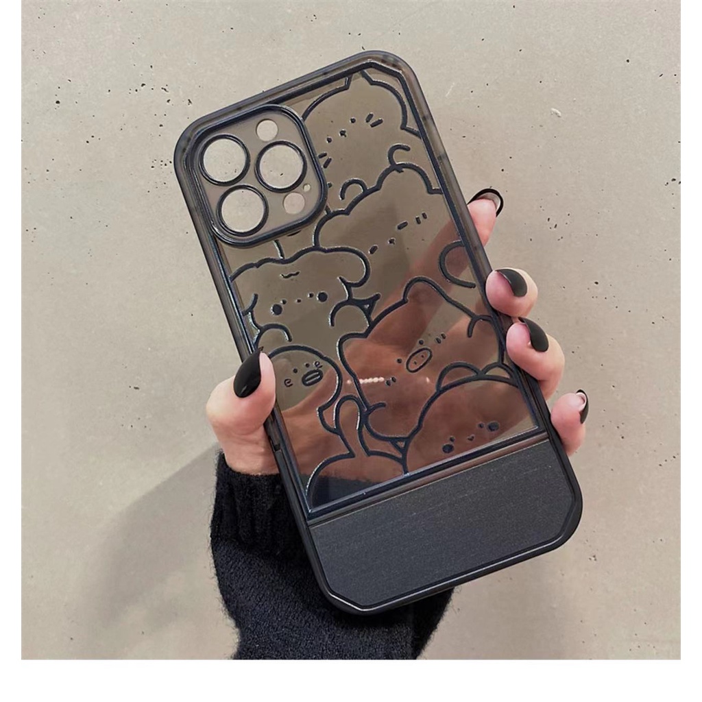 Ốp Điện Thoại TPU Silicon Mềm Trong Suốt Có Giá Đỡ Dễ Thương Cho iPhone 12 13 SE2020 6 6S 7 8 Plus X XS XR 11 Pro Max