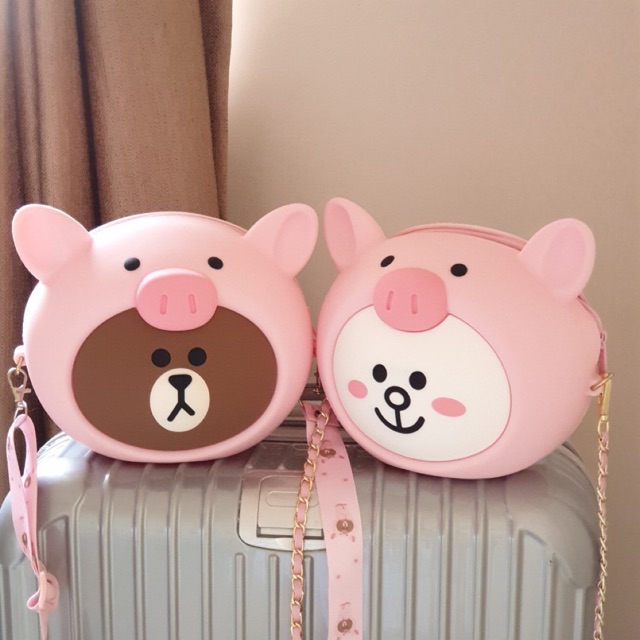 Túi đeo chéo Brown Cony hàng Q'uncle silicon