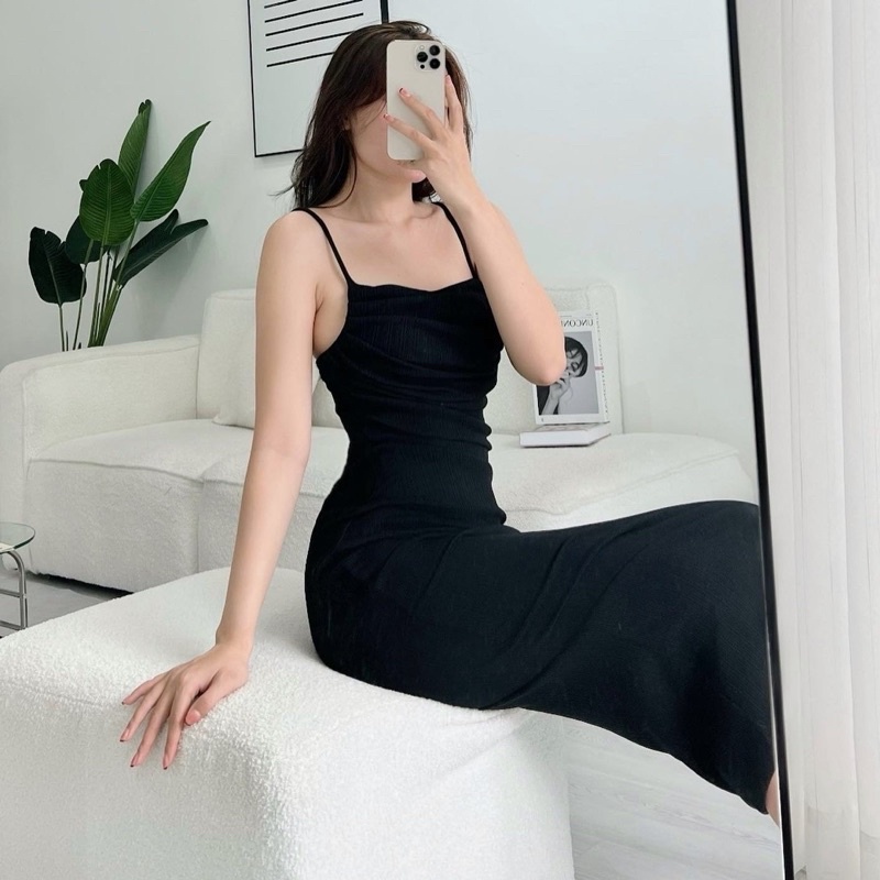 Đầm Body Maxi Cổ Đổ Thiết Kế Thun Gân Dày Dặn Lên Dáng Sang Trọng Sexy Tôn Dáng