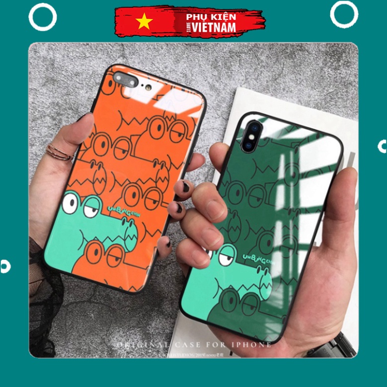 Ốp lưng iphone 6, 7, 8 Plus, X, XS, XR, XSMAX, 11, 11PRO, 11 PROMAX, 12, 13 PROMAX CÁ SẤU đẹp đẽ BẰNG KÍNH PKVN