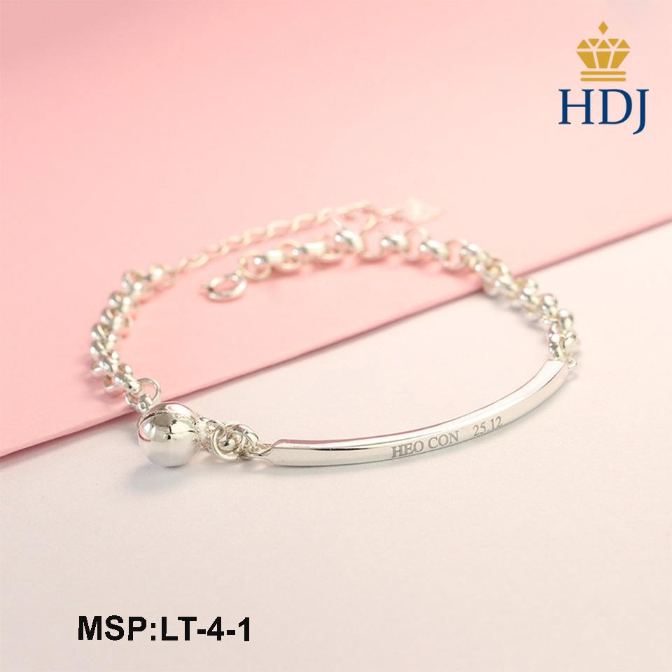 Lắc tay nữ bạc đẹp gắn chuông khắc tên theo yêu cầu trang sức cao cấp HDJ mã LT-4-1 BÁN CHẠY NHÁT