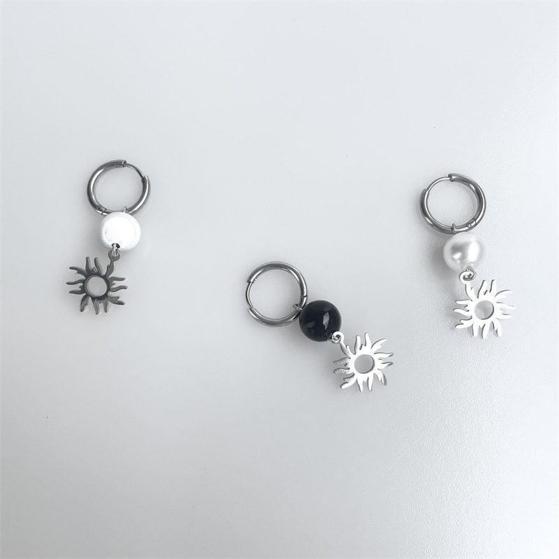 Bông tai ngọc trai phản quang mặt trời bé nhỏ dạng kẹp phong cách hip hop cá tính 19A1334