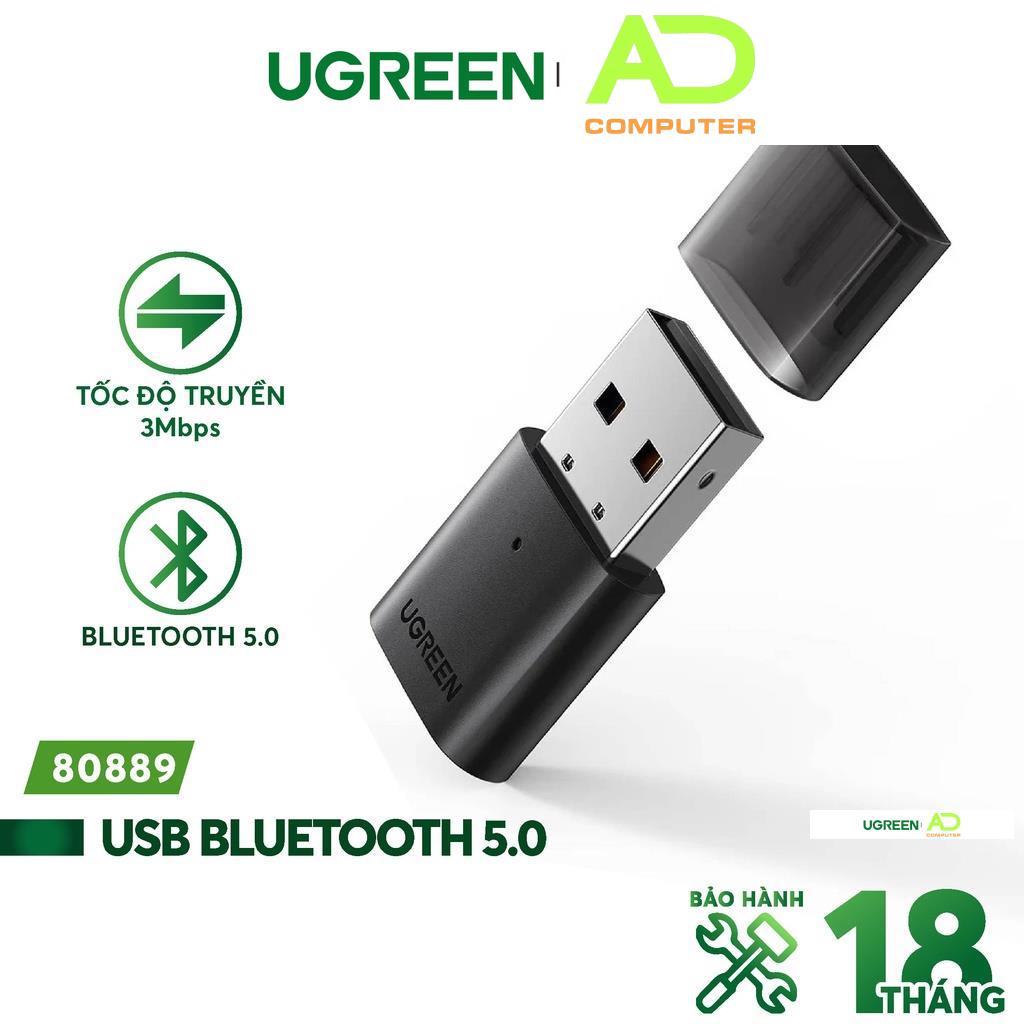 Thiết bị USB thu phát Bluetooth 5.0 UGREEN 80889 cho máy tính laptop - Hàng phân phối chính hãng - Bảo hành 18 tháng