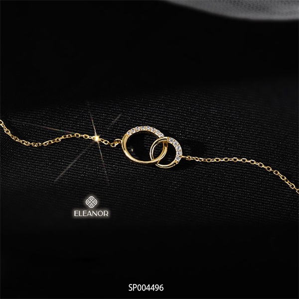 Dây chuyền nữ bạc 925 Eleanor Accessories mặt tròn đôi đính đá phụ kiện trang sức 4496