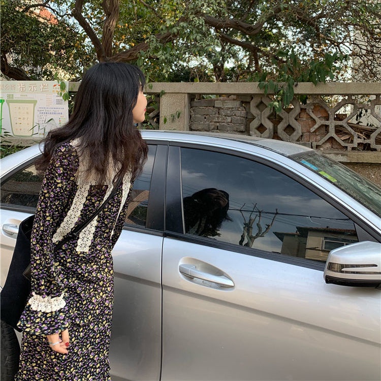 Đầm Hoa Phối Ren Thời Trang Thu Đông Cho Nữ