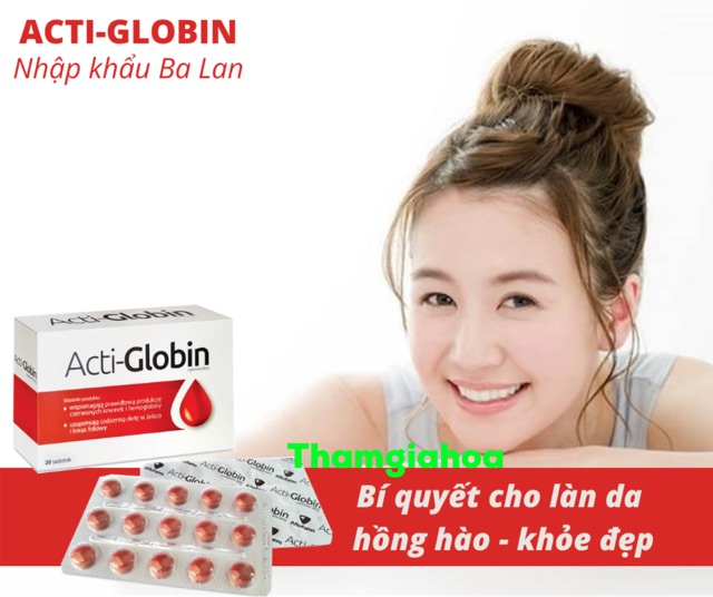 Acti Globin - Bổ máu phụ nữ, sinh con khoẻ đẹp, bổ sung sắt, acid folic, vitamin, khoáng chất (Ba Lan) - Hộp 30 viên
