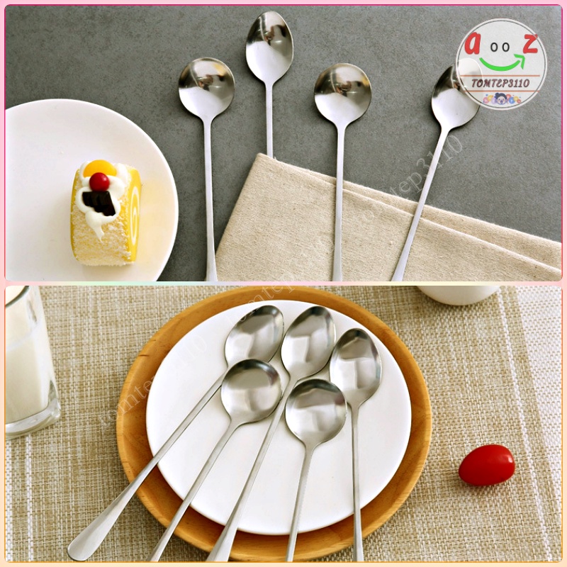 Thìa Pha Sinh Tố Inox 304 Cán Dài Sáng Đẹp - Thìa Ăn Cho Bé