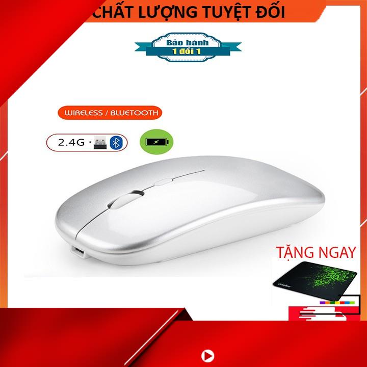 Chuột Không Dây Bluetooth Và 2.4G Pin Sạc, Kiểu dáng Apple Slim, Kết nối Bluetooth và Wireless 2.4G được 2