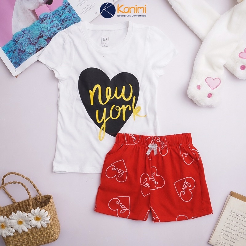 Đồ bộ ngắn tay thun cotton bé gái GAP bướm, heo peppa, bướm, chuột minie...bé 16 đến 40 ký