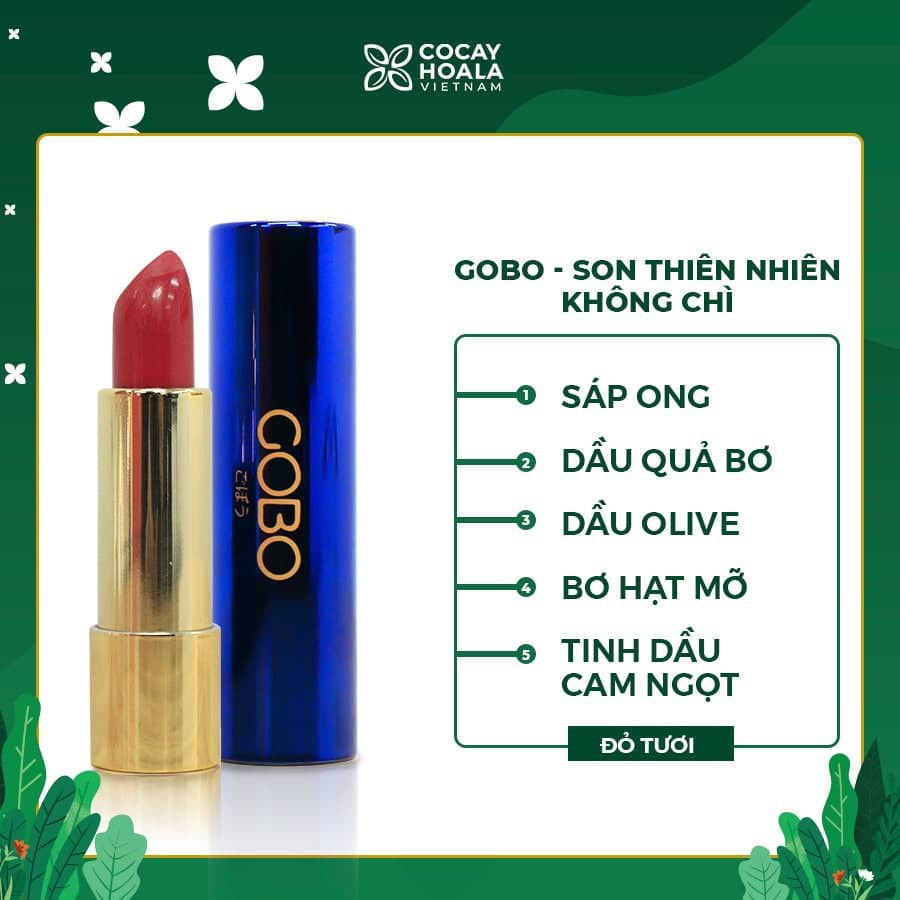 Son môi Gobo 4.5g [CHÍNH HÃNG] Son Gobo, Son không chì, nguyên liệu thiên nhiên, son an toàn cho Mẹ bầu,bé gái, Đẹp