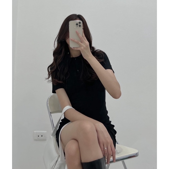 [Ảnh thật/Video]Đầm bdy polo tôn dáng xinh ngất ngây Váy body chất vải cotton dày dặn