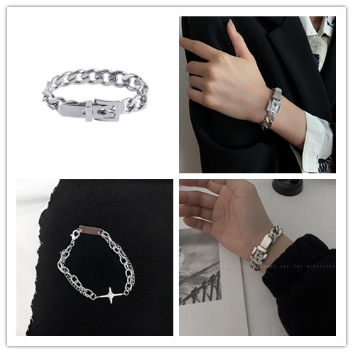 Vòng Tay Dây Xích Dày Dặn Phong Cách punk Hiphop Thời Trang unisex