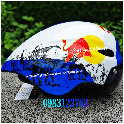 Mũ bảo hiểm thể thao xe đạp Royal MD16 tem Redbull, nón đi xe đạp đuôi nhọn có kính chắn gió.