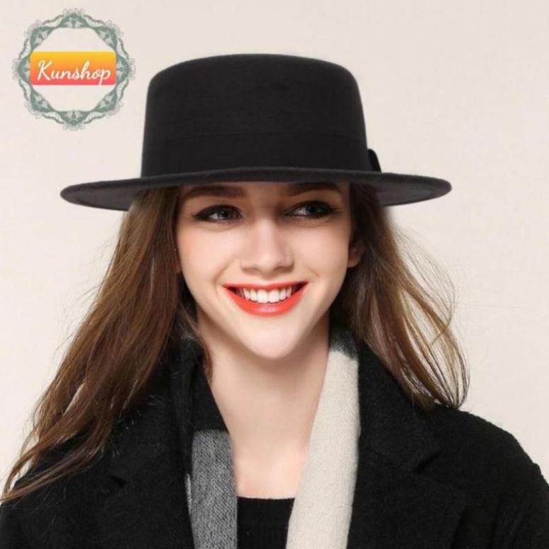 Mũ dạ fedora vành nhỏ cao cấp đai đen siêu đẹp