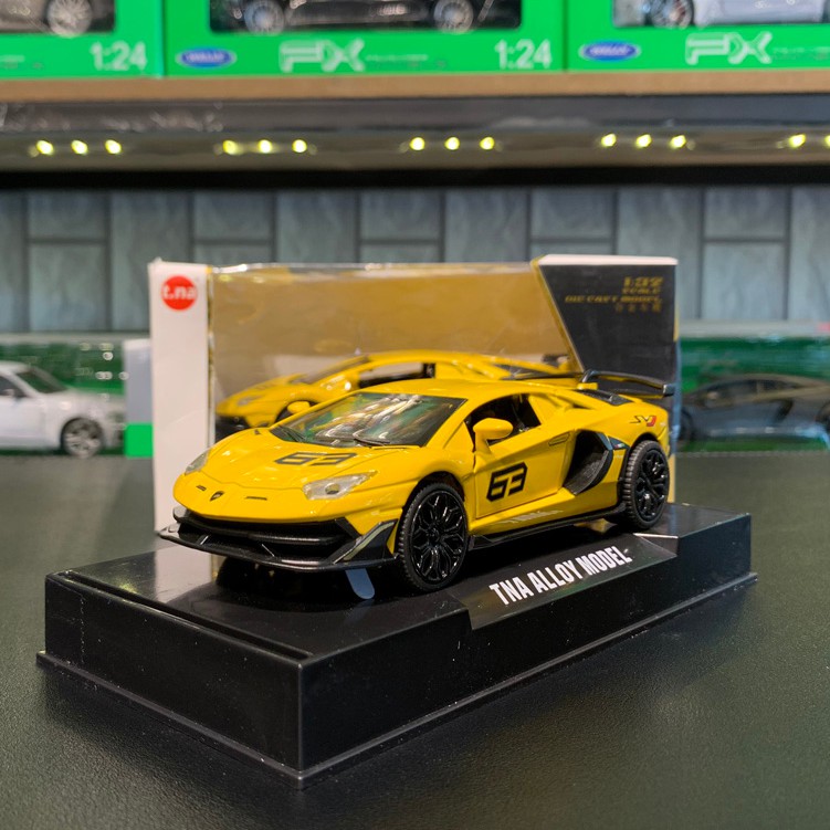 Xe mô hình trưng bày siêu xe Lamborghini SVJ 63 tỉ lệ 1:32 màu vàng