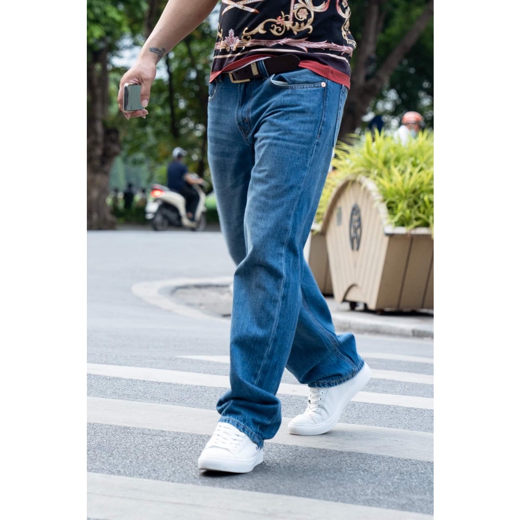 Quần Jean CamBodia Style 505 Ống Đứng Vải Mềm Mịn Không Dãn Không Phai Mầu