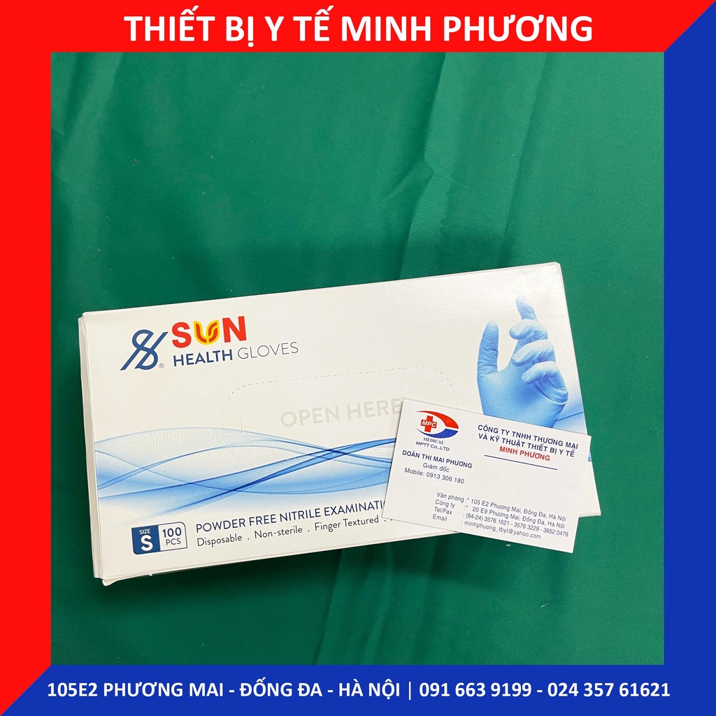 Găng tay xanh y tế không bột Sun Health Gloves