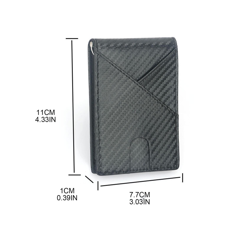 Ví Ngắn Gập Đôi Bằng Sợi Carbon Mỏng Đựng Tiền Xu Phong Cách Cổ Điển Cho Nam