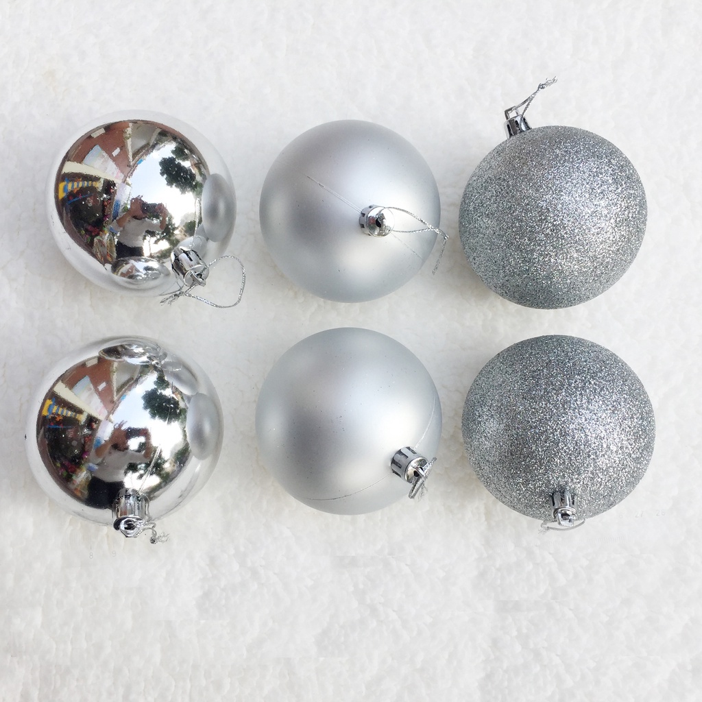 Set 24 Quả Châu Nhũ Kim Tuyến Lấp Lánh Trang Trí Cây Thông Noel Size 4/6/8cm