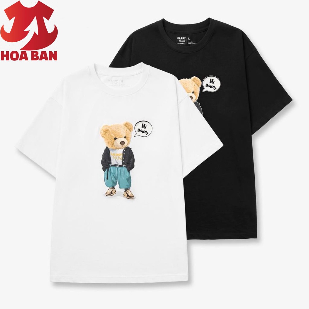 Áo thun unisex STREETBEAR vải cotton dệt kim sợi đôi, form oversize, trẻ trung, năng động - HAPPYHOW