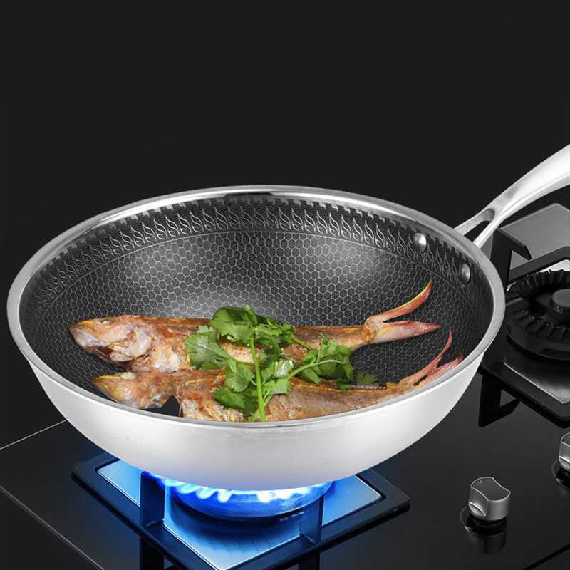 [Thánh chảo] Chảo chống dính 2 mặt inox 304 công nghệ khắc laser tổ ong 32cm sâu lòng