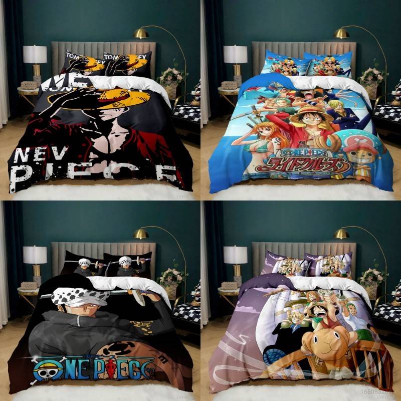 Bộ Chăn Ga Và Vỏ Gối 3 Trong 1 In Hình Nhân Vật Hoạt Hình One Piece