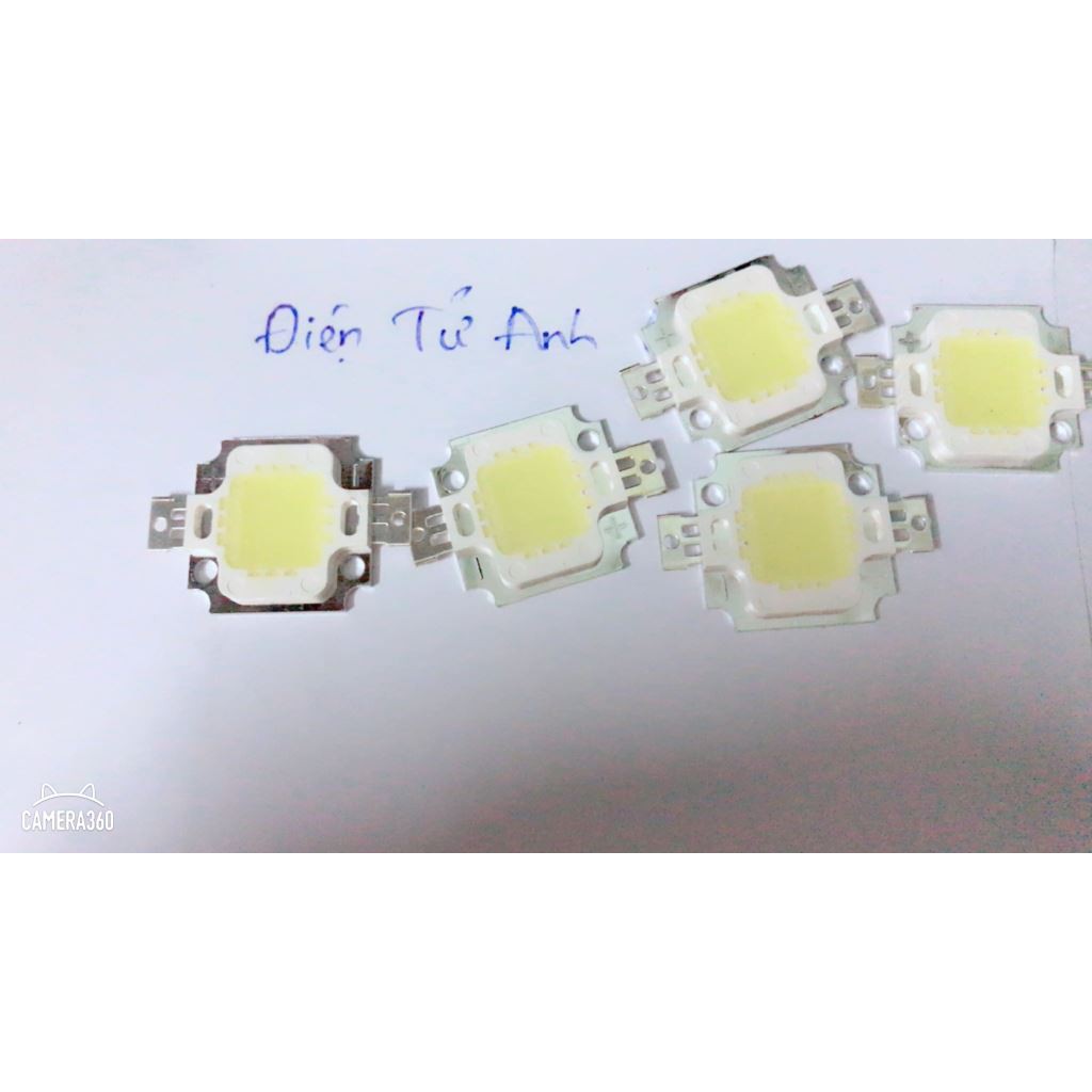 5x Led Siêu Sáng 10W 12V Sáng Trắng