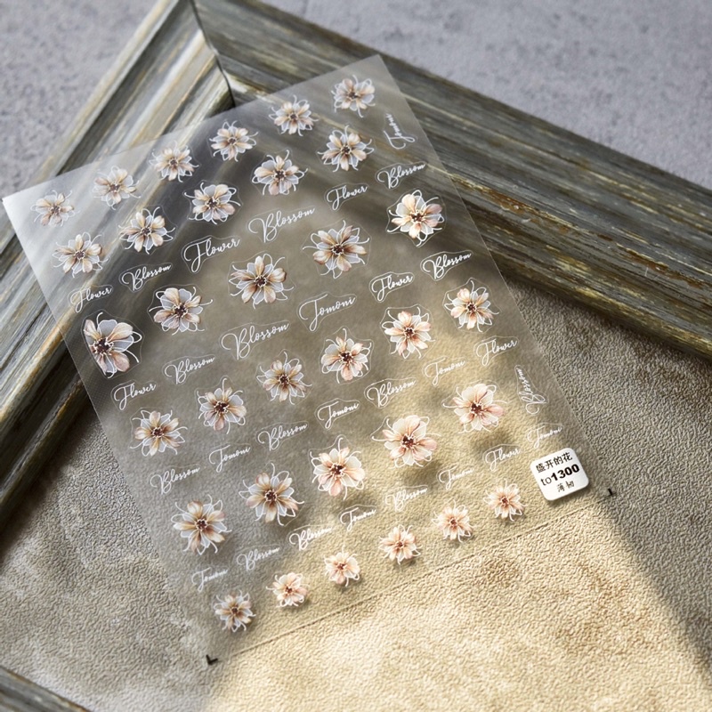 Sticker lụa 5d mẫu hoa cao cấp dán móng tay nail